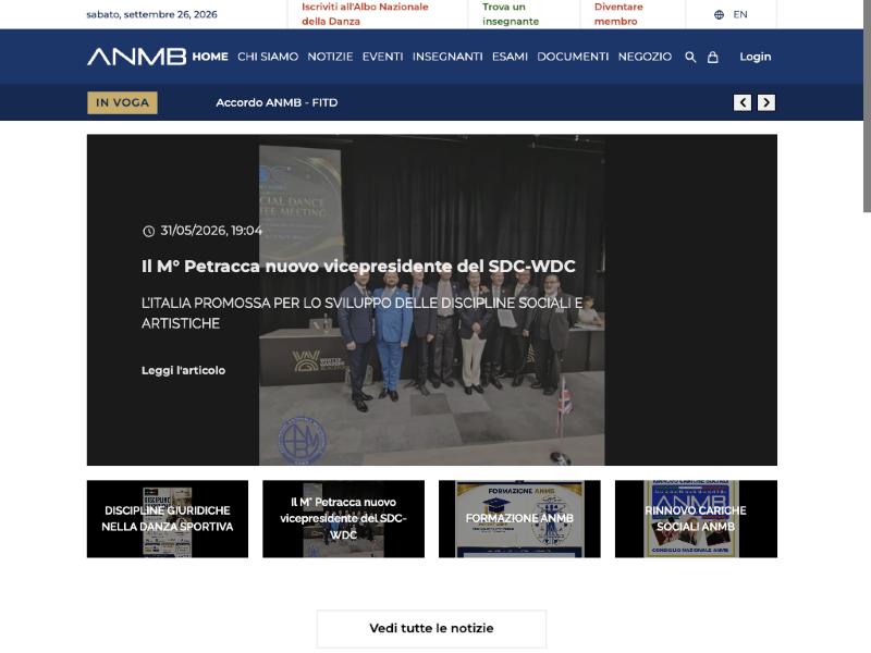 Home page di ANMB.org, Associazione Nazionale Maestri di Ballo